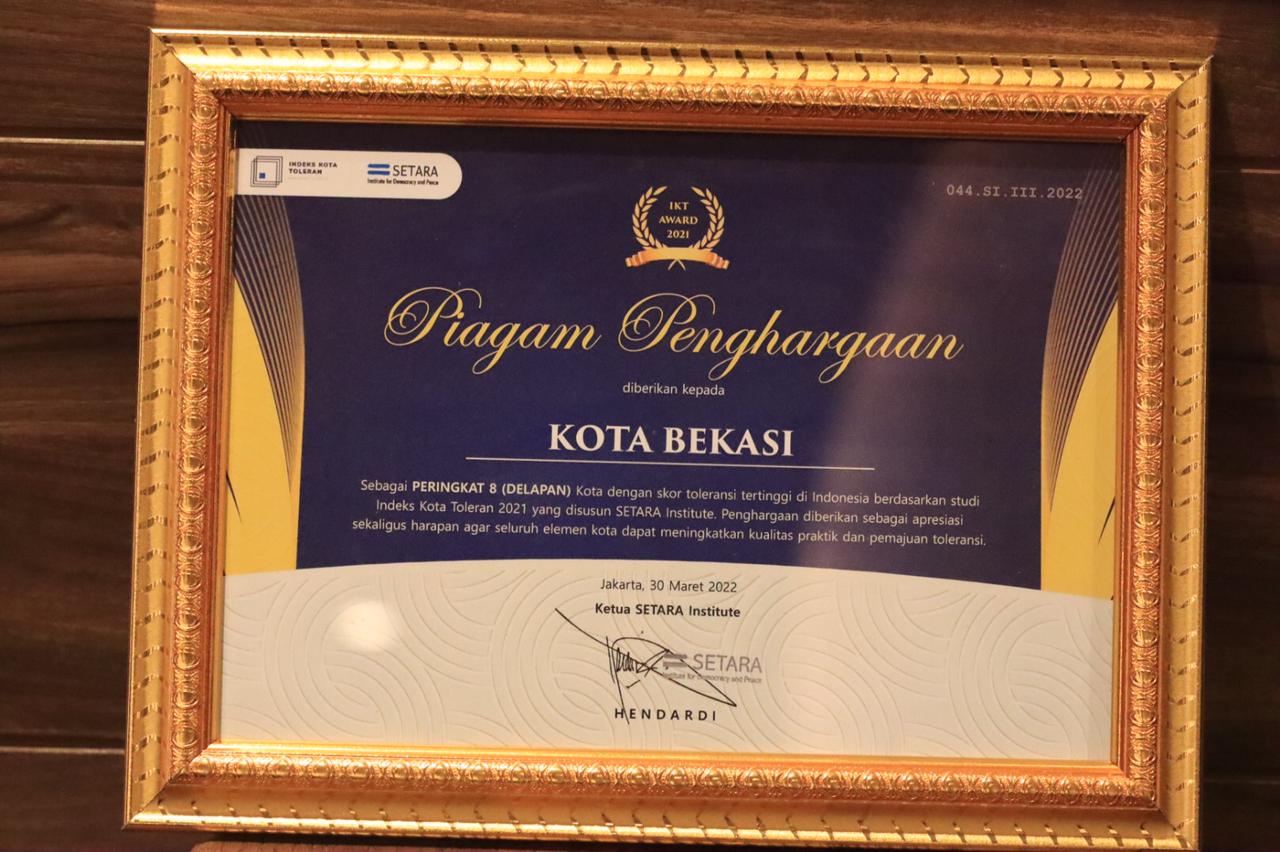 Kota Bekasi Naik Peringkat Indeks Kota Toleran 2021 Setara Institute